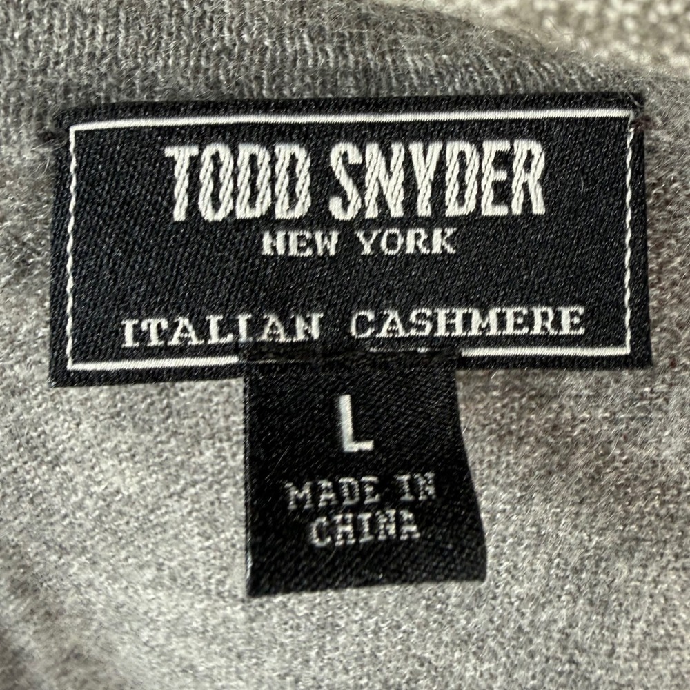 Todd Snyder Italian Cashmere Sweater Mens Large Gray Pocket Crewneck Luxury Knit - Picture 2 of 7